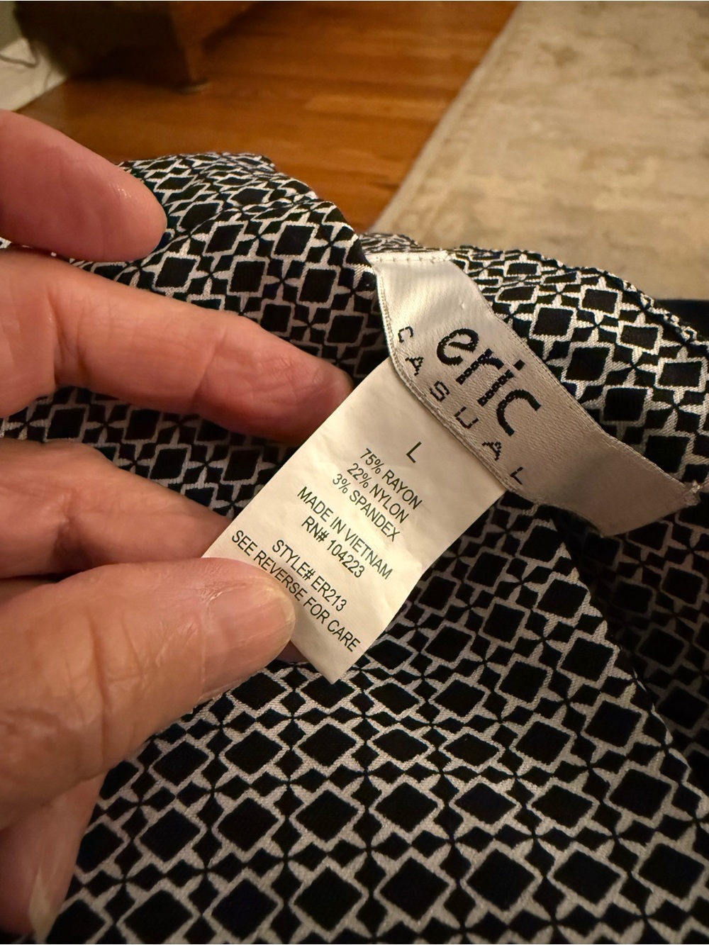 Eric Casual Black & White Geometric  Pants